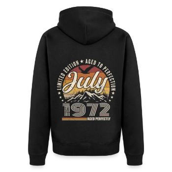 Juli 1972 Geschenk zum 53. Jahrestag Juli 1972 - Unisex Premium Bio Zip Hoodie - Schwarz - Hinten - Nico (187cm)