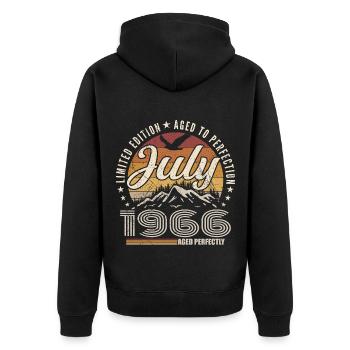 July 1966 59th Anniversary Gift July 1966 - Unisex Premium Organic Zip Hoodie - black - Back - Nico (187cm)