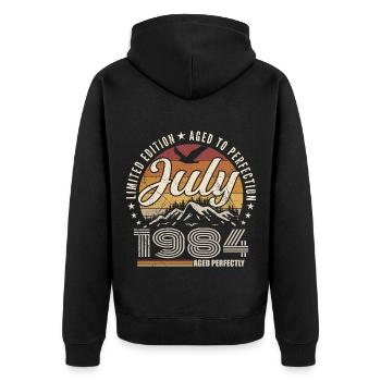juillet 1984 Cadeau 41e Anniversaire juillet 1984 - Veste à capuche bio Premium Unisexe - noir - Dos - Nico (187cm)