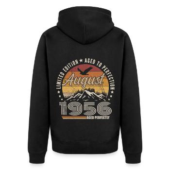 August 1956 Retro Anniversary August 1956 August 1956 - Unisex Premium Organic Zip Hoodie - black - Back - Nico (187cm)
