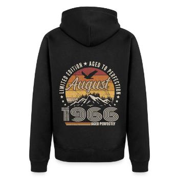 Août 1966 Retro Anniversaire août 1966 August 1966 - Veste à capuche bio Premium Unisexe - noir - Dos - Nico (187cm)