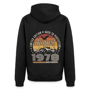 August 1978 Retro Anniversary August 1978 August 1978 - Unisex Premium Organic Zip Hoodie - black - Back - Nico (187cm)