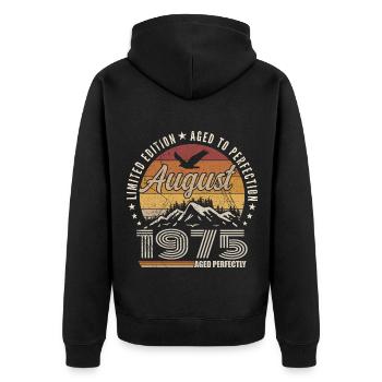 August 1975 Retro Anniversary August 1975 August 1975 - Unisex Premium Organic Zip Hoodie - black - Back - Nico (187cm)