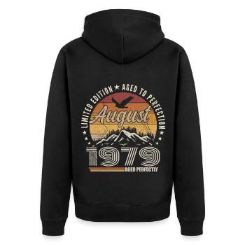 August 1979 Retro Anniversary August 1979 August 1979 - Unisex Premium Organic Zip Hoodie - black - Back - Nico (187cm)