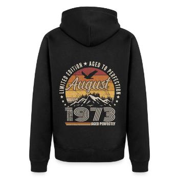 August 1973 Retro Anniversary August 1973 August 1973 - Unisex Premium Organic Zip Hoodie - black - Back - Nico (187cm)