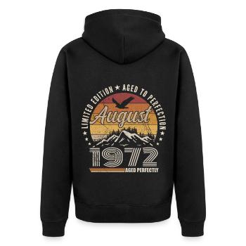 August 1972 Retro Anniversary August 1972 August 1972 - Unisex Premium Organic Zip Hoodie - black - Back - Nico (187cm)