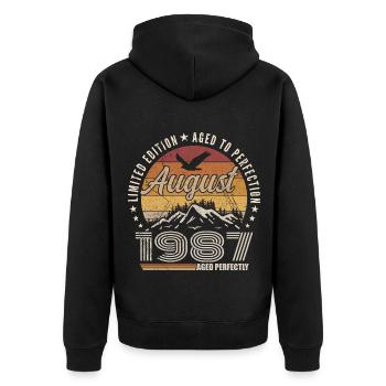 August 1987 Retro Anniversary August 1987 August 1987 - Unisex Premium Organic Zip Hoodie - black - Back - Nico (187cm)