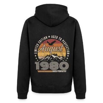 August 1980 Retro Birthday August 1980 August 1980 - Unisex Premium Organic Zip Hoodie - black - Back - Nico (187cm)