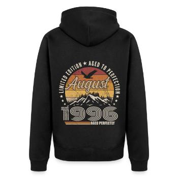 August 1996 Retro Anniversary August 1996 August 1996 - Unisex Premium Organic Zip Hoodie - black - Back - Nico (187cm)