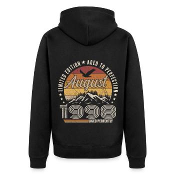 August 1998 Retro Anniversary August 1998 August 1998 - Unisex Premium Organic Zip Hoodie - black - Back - Nico (187cm)