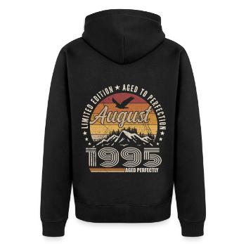 August 1995 Retro Anniversary August 1995 August 1995 - Unisex Premium Organic Zip Hoodie - black - Back - Nico (187cm)