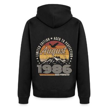 August 1986 Retro Birthday August 1986 August 1986 - Unisex Premium Organic Zip Hoodie - black - Back - Nico (187cm)
