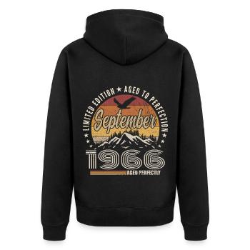 Born in September 1966 - Birthday September 1966 - Unisex Premium Organic Zip Hoodie - black - Back - Nico (187cm)