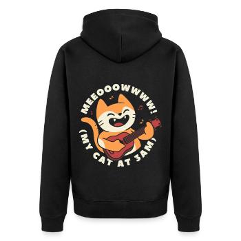 My Cat At 3AM - Unisex Premium Organic Zip Hoodie - black - Back - Nico (187cm)