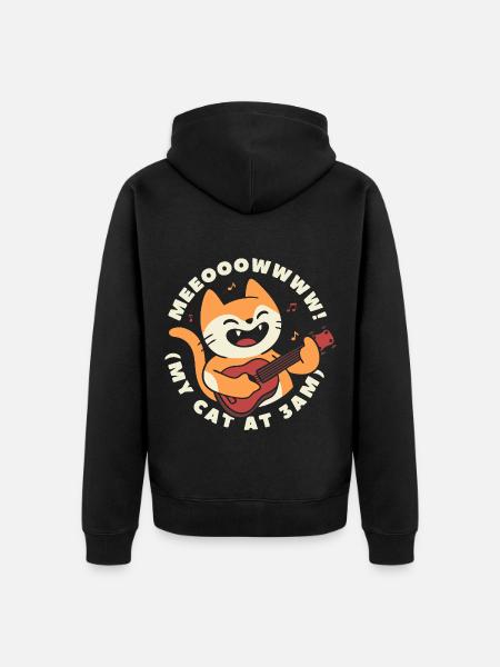 My Cat At 3AM - Unisex Premium Organic Zip Hoodie - black