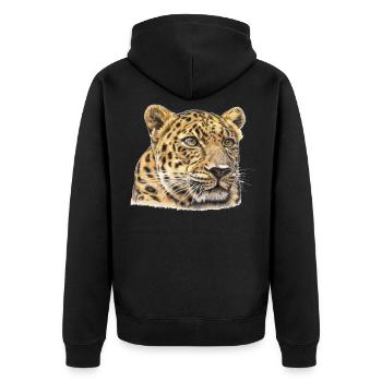 Cheetah Watercolor - Unisex Premium Organic Zip Hoodie - black - Back - Nico (187cm)