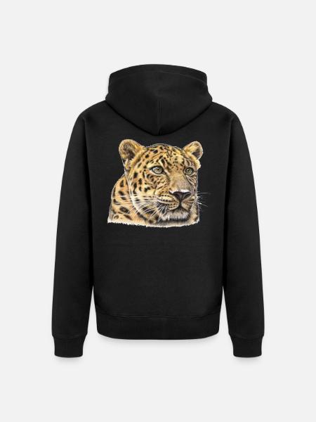 Guépard Aquarelle - Veste à capuche bio Premium Unisexe - noir