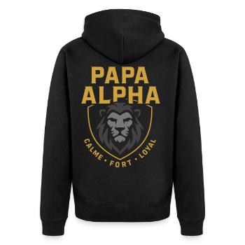 Papa alpha Calme fort loyal fête des pères Noël - Veste à capuche bio Premium Unisexe - noir - Dos - Nico (187cm)