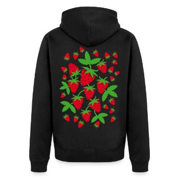 Strawberries Strawberrys - Unisex Premium Organic Zip Hoodie - black - Back - Nico (187cm)