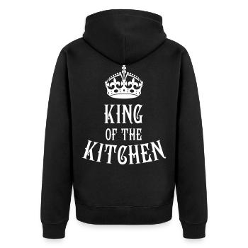 King of the Kitchen cook Koch - Unisex Premium Bio Zip Hoodie - Schwarz - Hinten - Nico (187cm)