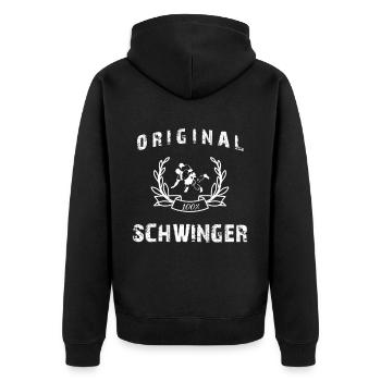 Original 100% Schwinger! 1.0 - Unisex Premium Bio Zip Hoodie - Schwarz - Hinten - Nico (187cm)
