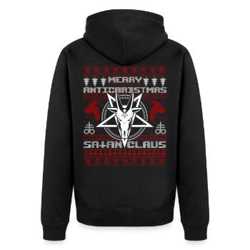 Merry Antichristmas Satan Claus Ugly Christmas - Unisex Premium Bio Zip Hoodie - Schwarz - Hinten - Nico (187cm)
