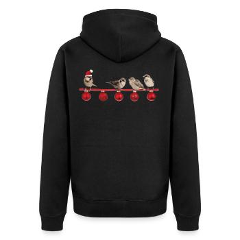 Weihnachten Vogel - Unisex Premium Bio Zip Hoodie - Schwarz - Hinten - Nico (187cm)