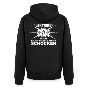 Elektriker - Mich kann nichts mehr schocken - Unisex Premium Bio Zip Hoodie - Schwarz - Hinten - Nico (187cm)