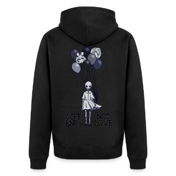 Life ends, not love - Mangoon - Veste à capuche bio Premium Unisexe - noir - Dos - Nico (187cm)