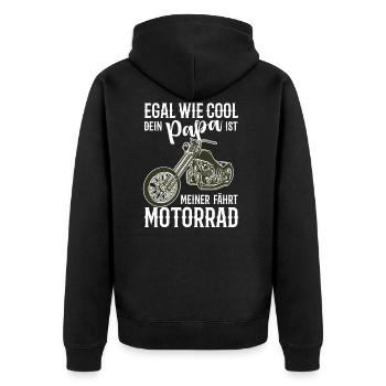 Motorrad Chopper cooler Papa Geschenkidee - Unisex Premium Bio Zip Hoodie - Schwarz - Hinten - Nico (187cm)