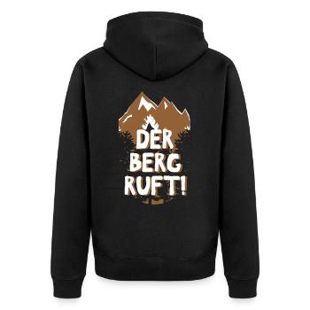 Der Berg ruft! Wandern Natur Outdoor Berge Gipfel - Unisex Premium Bio Zip Hoodie - Schwarz - Hinten - Nico (187cm)