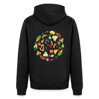 Vegan T-Shirt | Food | Fruit | No meat | - Unisex Premium Organic Zip Hoodie - black - Back - Nico (187cm)