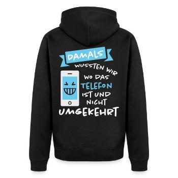 Lustig Lustiger Spruch Funny Geschenk Lustige - Unisex Premium Bio Zip Hoodie - Schwarz - Hinten - Nico (187cm)