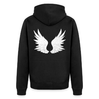 Angel wings, white wings - Unisex Premium Organic Zip Hoodie - black - Back - Nico (187cm)