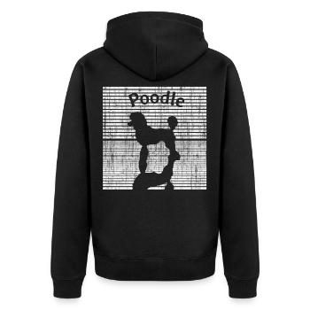 Pudel schwarz weiß - Unisex Premium Bio Zip Hoodie - Schwarz - Hinten - Nico (187cm)