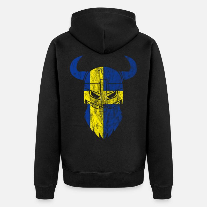 Suède Drapeau Viking - Veste à capuche bio Premium Unisexe - noir