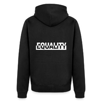 ÉGALITÉ Égalité Émancipation - Veste à capuche bio Premium Unisexe - noir - Dos - Nico (187cm)