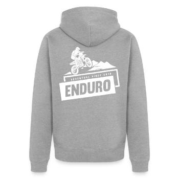 Enduro Rally 2-Cross motorcycle with mountains - Unisex Premium Organic Zip Hoodie - heather grey - Back - Nico (187cm)