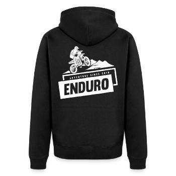 Enduro Rally 2- Cross Motorrad mit Bergen - Unisex Premium Bio Zip Hoodie - Schwarz - Hinten - Nico (187cm)