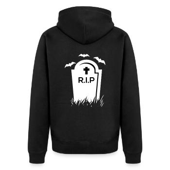 HALLOWEEN Friedhof Grab R.I.P - Unisex Premium Bio Zip Hoodie - Schwarz - Hinten - Nico (187cm)