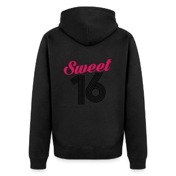 Anniversaire 16 ans SWEET 16 - Veste à capuche bio Premium Unisexe - noir - Dos - Nico (187cm)
