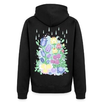 Ängsblommor - Cartoon Flora Nr. 2 - Unisex Premium Bio Zip Hoodie - Schwarz - Hinten - Nico (187cm)