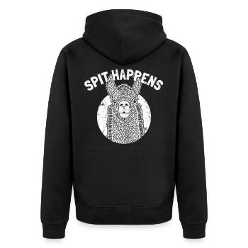Cooler Lama Spruch Alpaca Witz Lustiges Zoo Tier - Unisex Premium Bio Zip Hoodie - Schwarz - Hinten - Nico (187cm)