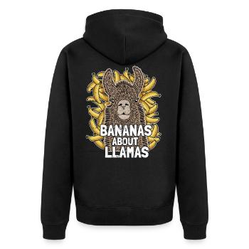 Verrückt Nach Lamas I Bananas About Llamas - Unisex Premium Bio Zip Hoodie - Schwarz - Hinten - Nico (187cm)