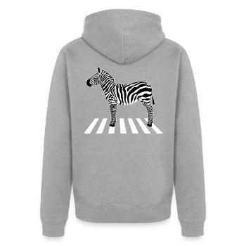 Cooles Zebra Zebrastreifen Tier Humor - Unisex Premium Bio Zip Hoodie - Grau meliert - Hinten - Nico (187cm)