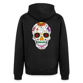Skull - Unisex Premium Bio Zip Hoodie - Schwarz - Hinten - Nico (187cm)