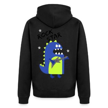 Dinosaure rock star - Veste à capuche bio Premium Unisexe - noir - Dos - Nico (187cm)