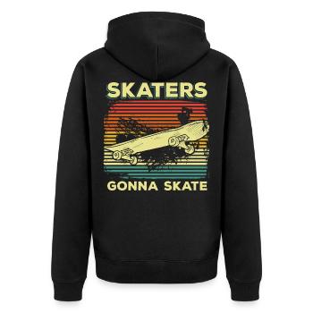 Skater Skatebaord - Unisex Premium Organic Zip Hoodie - black - Back - Nico (187cm)