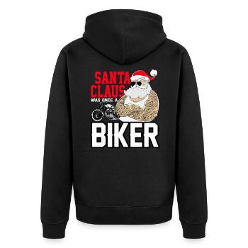 Christmas biker motorcycle motorcyclist Nicholas - Unisex Premium Organic Zip Hoodie - black - Back - Nico (187cm)
