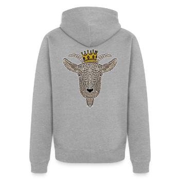 Coole Ziege Goldene Krone - Unisex Premium Bio Zip Hoodie - Grau meliert - Hinten - Nico (187cm)